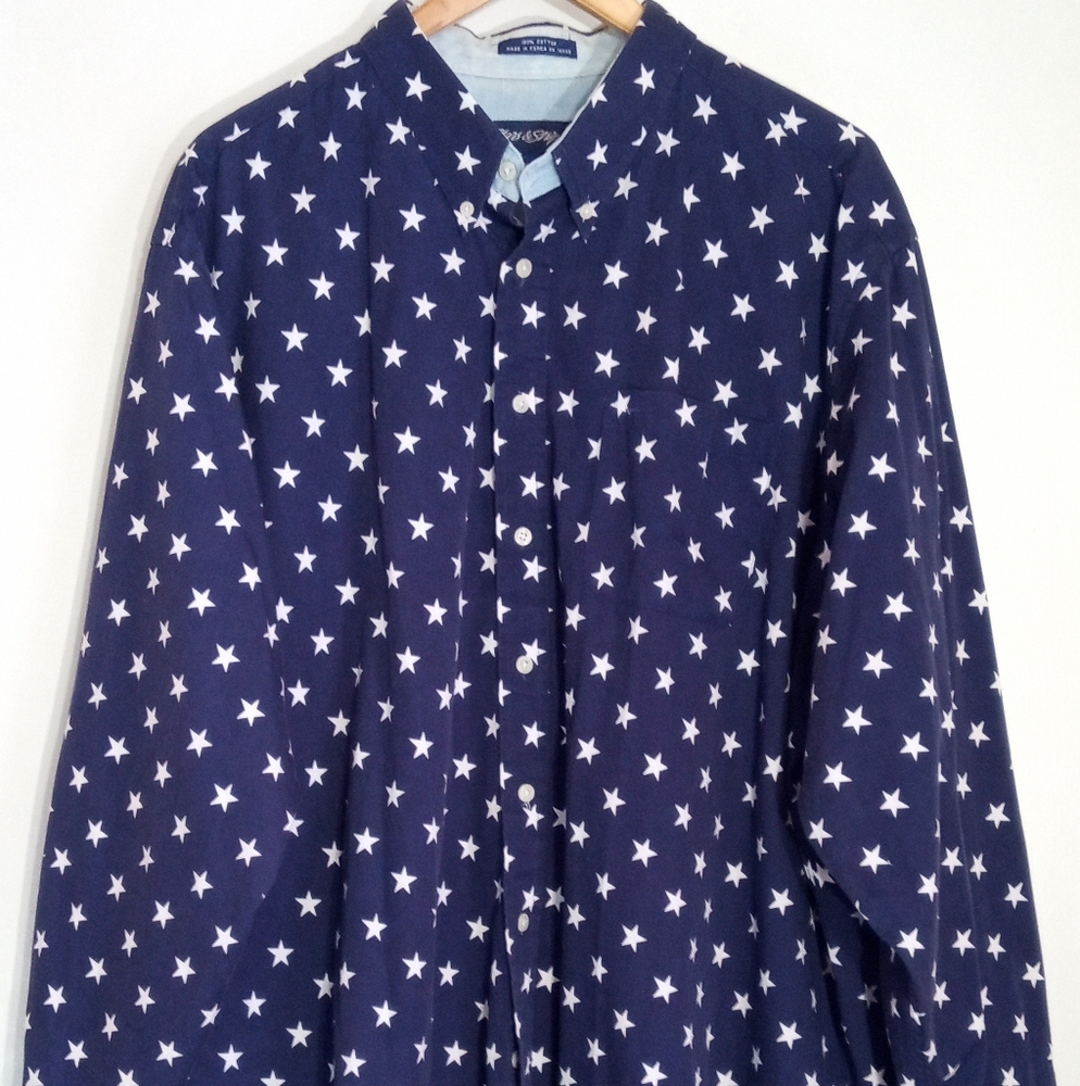Stars & Stripes long sleeve button down shirt Men's 2XL